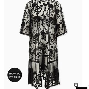 🆕BLACK SHEER MESH & FLORAL EMBROIDERY KIMONO